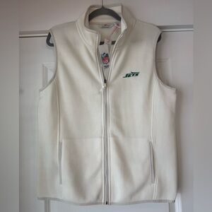 Vineyard Vines Women’s NFL New York Jets Fleece Vest Marshmallow Cream Large